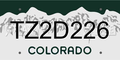 TZ2D226 Colorado License Plate