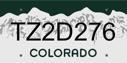 TZ2D276 Colorado License Plate
