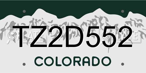 TZ2D552 Colorado License Plate