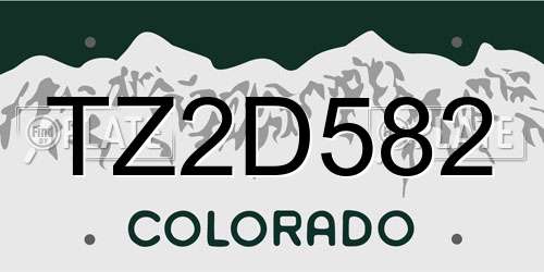 TZ2D582 Colorado License Plate