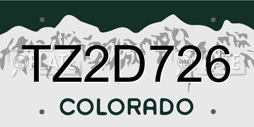 TZ2D726 Colorado License Plate