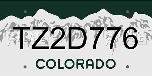 TZ2D776 Colorado License Plate