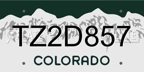 TZ2D857 Colorado License Plate