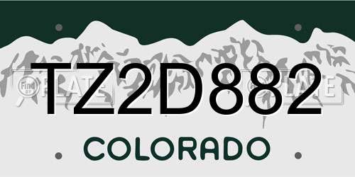 TZ2D882 Colorado License Plate