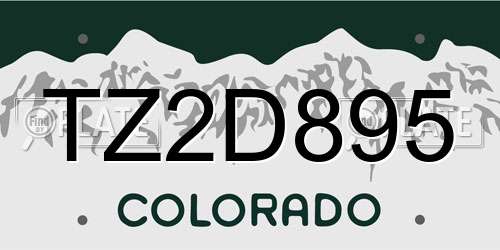 TZ2D895 Colorado License Plate