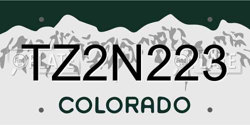 TZ2N223 Colorado License Plate