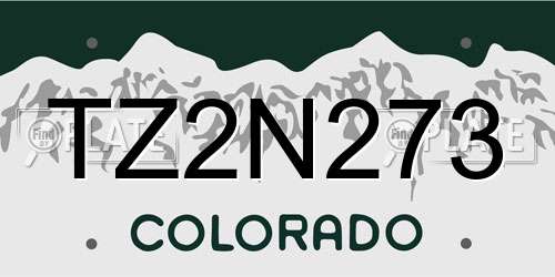TZ2N273 Colorado License Plate