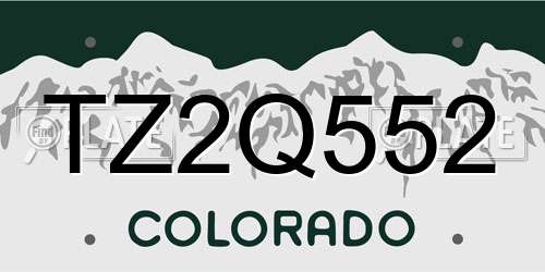 TZ2Q552 Colorado License Plate