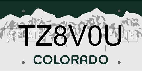 TZ8V0U Colorado License Plate