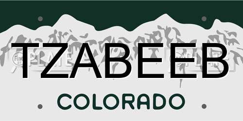TZABEEB Colorado License Plate