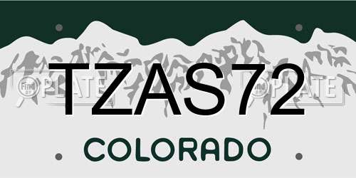TZAS72 Colorado License Plate