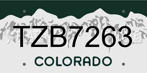 TZB7263 Colorado License Plate