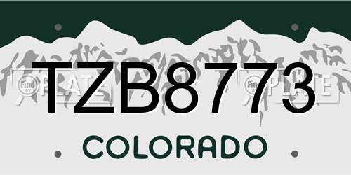 TZB8773 Colorado License Plate