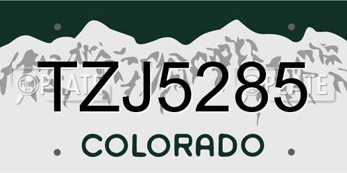 TZJ5285 Colorado License Plate