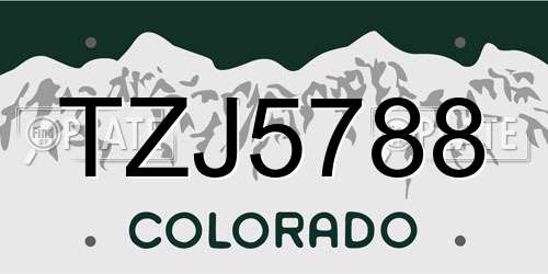 TZJ5788 Colorado License Plate