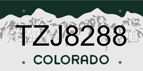 TZJ8288 Colorado License Plate