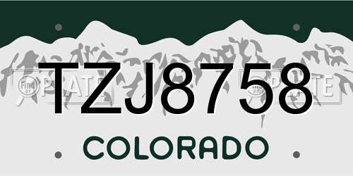 TZJ8758 Colorado License Plate