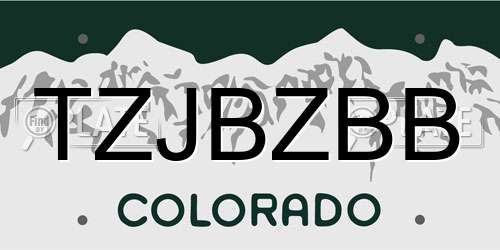 TZJBZBB Colorado License Plate