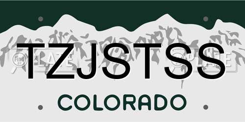 TZJSTSS Colorado License Plate