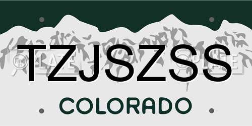 TZJSZSS Colorado License Plate