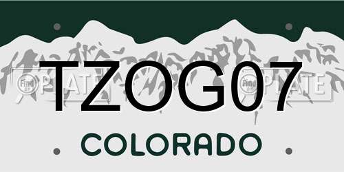 TZOG07 Colorado License Plate
