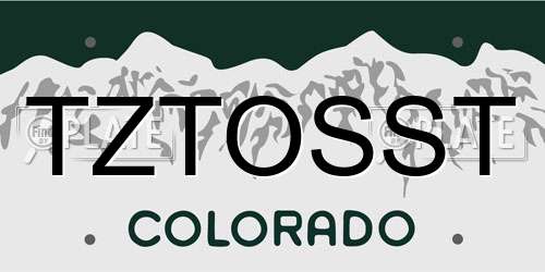 TZTOSST Colorado License Plate