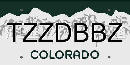 TZZDBBZ Colorado License Plate