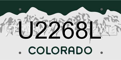 U2268L Colorado License Plate