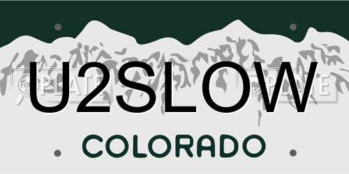 U2SLOW Colorado License Plate
