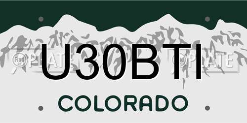 U30BTI Colorado License Plate
