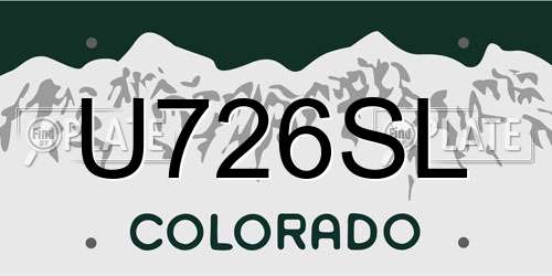 U726SL Colorado License Plate