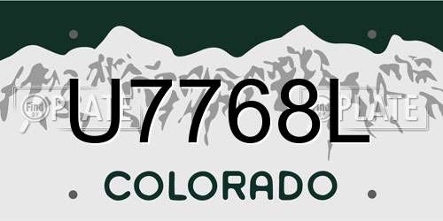 U7768L Colorado License Plate