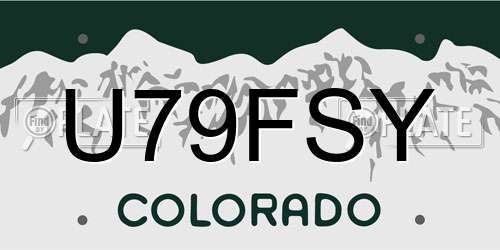 U79FSY Colorado License Plate