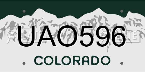 UAO596 Colorado License Plate