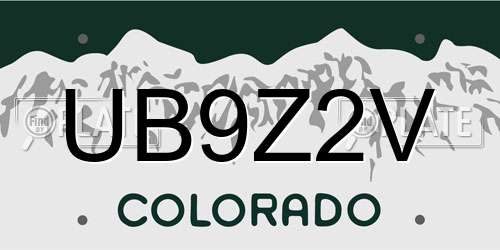 UB9Z2V Colorado License Plate