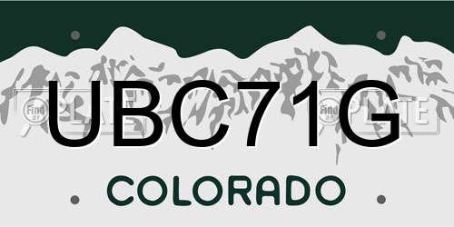 UBC71G Colorado License Plate