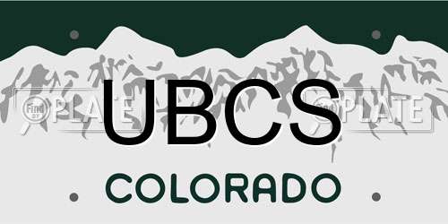 UBCS Colorado License Plate