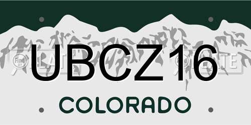 UBCZ16 Colorado License Plate