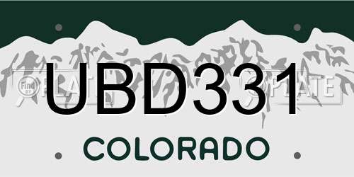 UBD331 Colorado License Plate