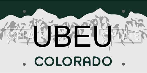 UBEU Colorado License Plate