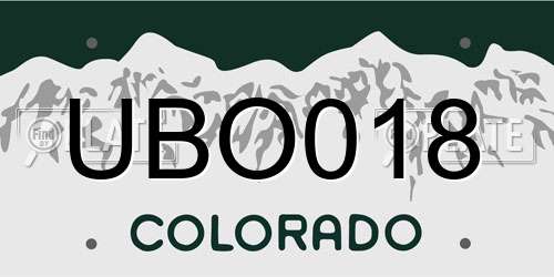 UBO018 Colorado License Plate