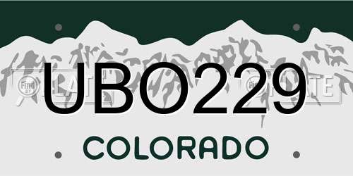 UBO229 Colorado License Plate