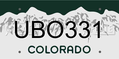 UBO331 Colorado License Plate