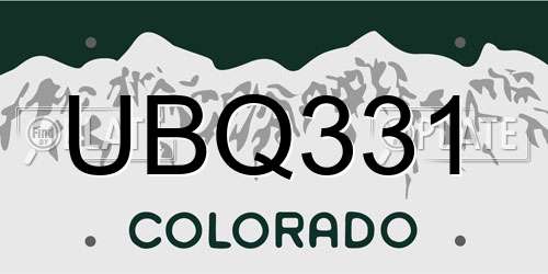 UBQ331 Colorado License Plate