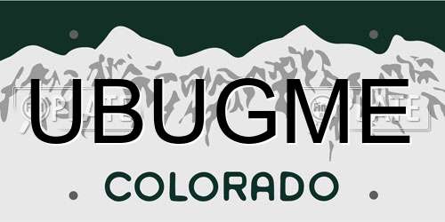 UBUGME Colorado License Plate