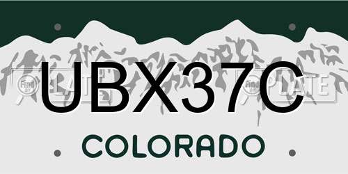 UBX37C Colorado License Plate