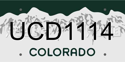 UCD1114 Colorado License Plate