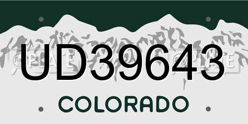 UD39643 Colorado License Plate