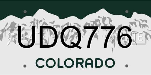 UDQ776 Colorado License Plate