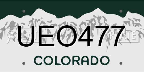 UEO477 Colorado License Plate